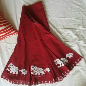 Red embroidered skirt